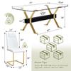 9 Piece Glass Dining Table Set, Kitchen Table Chairs Set for 8, 71'' Dining Table with 0.4" Tempered Glass Tabletop with Plated Metal Legs and MDF Crossbar, 8 PU Chairs for Dining Room, Kitchen. view 3