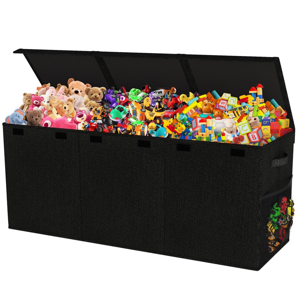 Extra Large Toy Box, Collapsible Toy Storage Organizer, 40"x16"x16", Black