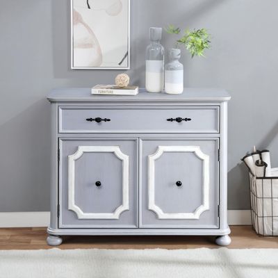 Grey Accent Cabinet with Drawer - Stylish Storage for Entryway, Living Room