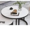Accent Tea Table 2-Piece Modern Round Coffee Table Set for Living Room, Sofa End Tables with Storage Compartment and Metal Legs, Modern Style Accent Tables for Living Room, Stackabl(#4) view 3