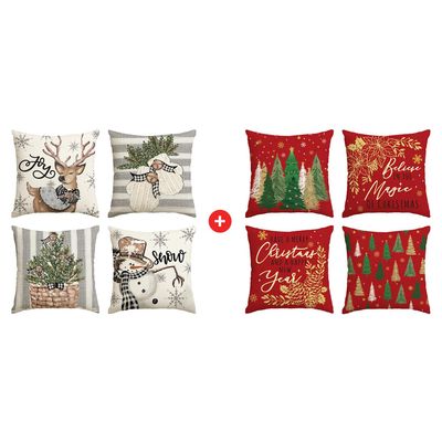 AVOIN colorlife Christmas Snowman Reindeer Gloves Eucalyptus Believe in The Magic Throw Pillow Covers, 20 x 20 Inch and 18 x 18 Inch Decorations for Sofa Couch