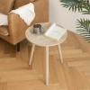 AWASEN Round Side Table, Modern Small End Table for Living Room, Wood Accent Drink Table for Small Space with Solid Wood Legs, Easy Assembly, Rustic White Oak view 3
