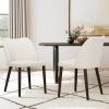 COLAMY Upholstered Dining Chairs Set of 2, Modern Fabric Dining Room Kitchen Side Chair with Padded Seat and Wood Legs for Restaurant/Cafe, Beige view 1