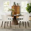 COLAMY Upholstered Dining Chairs Set of 2, Modern Fabric Dining Room Kitchen Side Chair with Padded Seat and Wood Legs for Restaurant/Cafe, Beige view 3