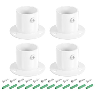 uxcell 4 Pcs 1.26 inch Pole Sockets Flange Rod Holder, Stainless Steel Closet Rod Bracket, Wall Mount Curtain Rod Bracket with Screws for Wardrobe Shower
