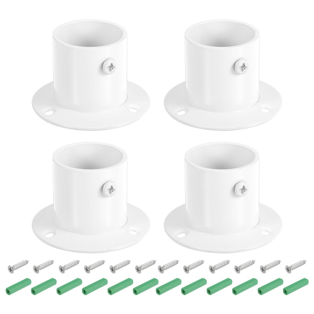 uxcell 4 Pcs 1.26 inch Pole Sockets Flange Rod Holder, Stainless Steel Closet Rod Bracket, Wall Mount Curtain Rod Bracket with Screws for Wardrobe Shower