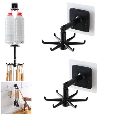 FENGKUI Kitchen Hook,360 Degrees Rotating Folding Hook,Multi Functional Rotating Hook,Rotating,Kitchen Utensil Hanger,Rotating Kitchen Utensil Holder,Kitchen Hooks for Hanging Utensils(Black)