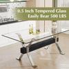 11 Piece Glass Dining Table Set, Kitchen Table Chairs Set for 10, 79'' Dining Table with 0.5" Tempered Glass Tabletop with Plated Metal Legs and MDF Crossbar, 10 PU Chairs for Dining Room, Kitchen. view 4
