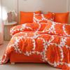 CLOTHKNOW Orange Sunflower Duvet Cover Sets Queen 3Pcs Orange White Floral Bedding Sets Queen Dark Orange Comforter Cover Sets Queen view 3