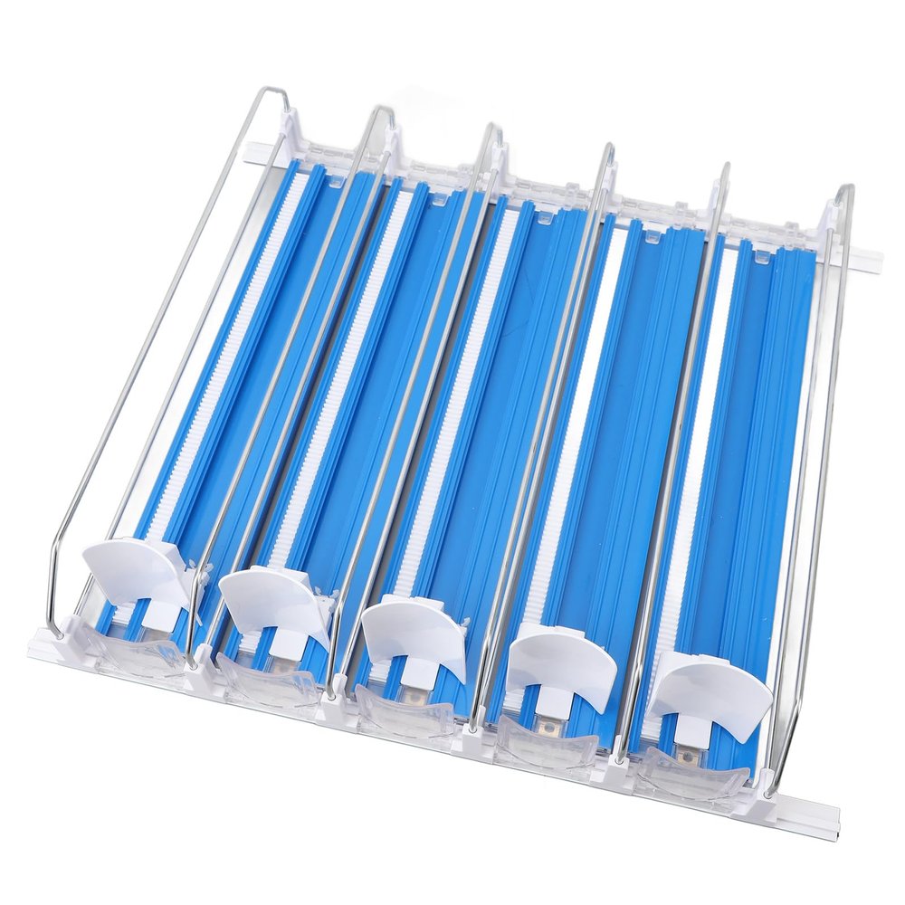 5pcs Fridge Drink Dispenser, Automatic Pusher Glide Self Pushing Soda Can Dispenser Water Bottle Drink Dispenser for Kitchen (Blue)