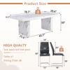 9 Piece Marble Dining Set, 79" Marble MDF Table Top & Base, 8 PU Leather Chairs with Chrome Legs view 3