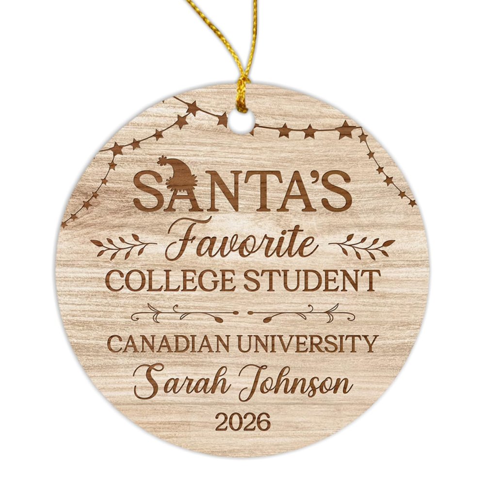 Santa's Favorite College Student Ornament Christmas 2026, Customized Students Keepsake Decor Hanging On Xmas Tree, Custom Freshman Ornaments, Personalized University Student Ornament Gift with Name