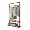 Bamboo Clothes Rack with Storage Shelf,Bamboo Clothes Hanging Rack Storage Shelves Coat Hooks Portable Laundry Rack Cloest Organizer Garment Rack for Bedroom Guest Room view 1