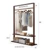 Bamboo Clothes Rack with Storage Shelf,Bamboo Clothes Hanging Rack Storage Shelves Coat Hooks Portable Laundry Rack Cloest Organizer Garment Rack for Bedroom Guest Room view 2