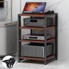 Audio-video Shelving AV Media Stand with Wheel Hifi Rack Stereo Cabinet Game Console Shelf 3/4/5/6-Tier DVD Holder Stand Tower with Adjustable Shelves Corner Stands for Living Room(Teak,50x40x60cm) view 1