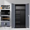 Auto Dynasty Metal Storage Cabinet, 72" Lockable Cabinet with Removable Shelves, Steel Cabinets Locker with Doors for Home Room Office Gym, Gray/Black view 3