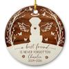 A Best Friend is Never Forgotten Ceramic Ornament for Xmas Tree, Personalized Dog Memorial Christmas Ornament 2026, Dog Angel Wings Memorial Xmas Ornaments, Custom Name & Year Loss of Dog Ornament view 1
