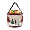 2 Pieces Halloween Trick or Treat Candy Bags,Farm Plaid Christmas Tree Elk Texture Reusable Goody Bucket Collapsible Candy Tote Bag for Holiday Gift Basket Party Favor,Winter Red White Snowflake Flax view 1