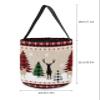 2 Pieces Halloween Trick or Treat Candy Bags,Farm Plaid Christmas Tree Elk Texture Reusable Goody Bucket Collapsible Candy Tote Bag for Holiday Gift Basket Party Favor,Winter Red White Snowflake Flax view 2