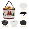 2 Pieces Halloween Trick or Treat Candy Bags,Farm Plaid Christmas Tree Elk Texture Reusable Goody Bucket Collapsible Candy Tote Bag for Holiday Gift Basket Party Favor,Winter Red White Snowflake Flax view 3