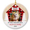 Add Photo Dog First Christmas Ornament 2026, Personalized Picture My First Christmas My Forever Family Ornaments, Photo Frame Puppy's 1St Xmas Tree Ceramic Ornament, Custom Name Photo Ornament Xmas view 1