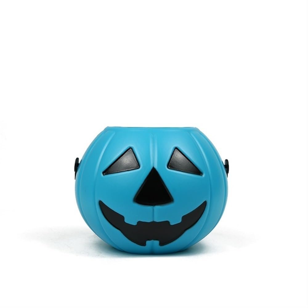 Lymzpwg Halloween Party Pumpkin Lantern Portable Pumpkin Bucket Halloween Candy Lantern Props (Without Light)(Blue)