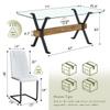 7 Piece Glass Dining Table Set, Kitchen Table Chairs Set for 6, 71'' Dining Table with 0.4" Tempered Glass Tabletop with Plated Metal Legs and MDF Crossbar, 6 PU Chairs for Dining Room, Kitchen. view 3