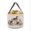2 Pieces Halloween Trick or Treat Candy Bags,Rustic Fall Floral Pumpkin Thanksgiving Reusable Goody Bucket Collapsible Candy Tote Bag for Holiday Gift Basket Party Favor,Flax Sketch Flower Texture view 1