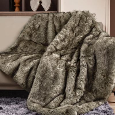 Touchat Luxury 1000GSM Faux Fur Throw Blanket, Super Thick Warm Cozy Heavy Blankets for Couch Bed Sofa, Plush Fuzzy Elegant Soft Reversible Mink Blanket for Living Room Bedroom 50x60, Grey