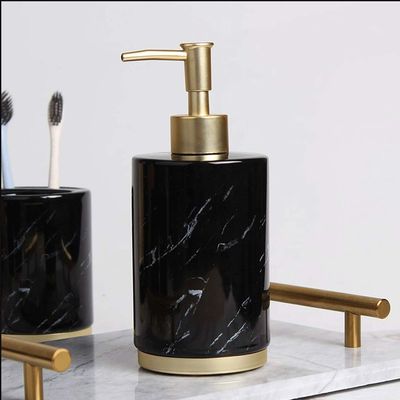DYKKLKQ Countertop Soap Dispensers,Ceramic Soap Dispenser Soap Pump for Bathroom Kitchen Durable Bottle Antirust Pump 18.6oz Soap dispensers (Black 500ml)