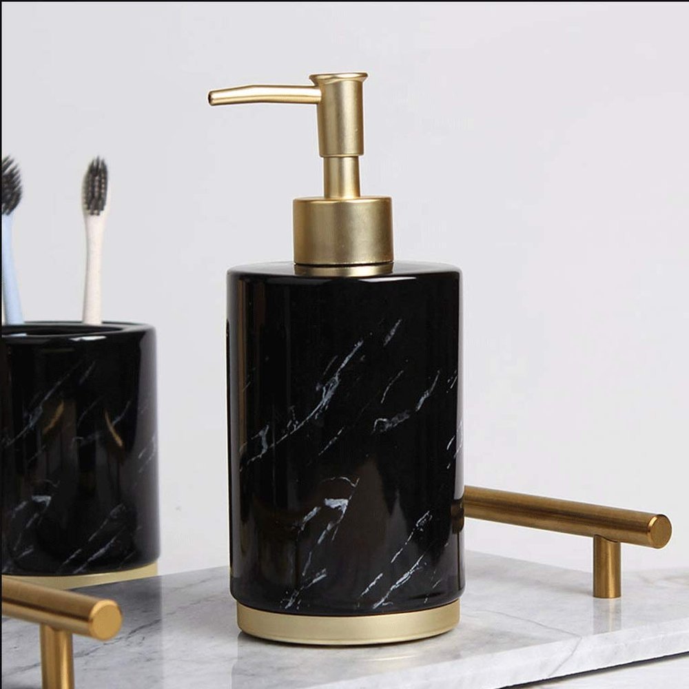 DYKKLKQ Countertop Soap Dispensers,Ceramic Soap Dispenser Soap Pump for Bathroom Kitchen Durable Bottle Antirust Pump 18.6oz Soap dispensers (Black 500ml)