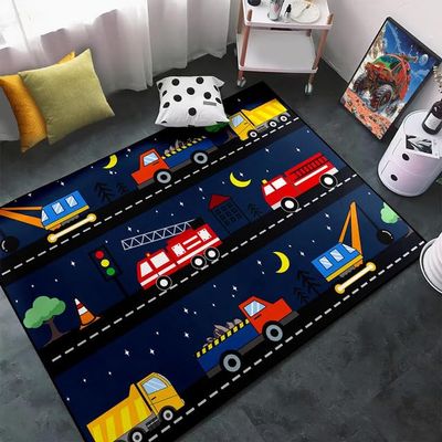 Car Carpet for Kids Room - Kids Car Rug Play Mat, Construction Rug City Traffic Road Carpet Playmat for Cars Boy Bedroom Decor 4.5x6 Feet