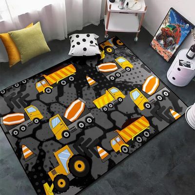 Construction Rugs for Boys Room - Car Rug Play Mat Kids Play Rug Trucks Car Carpet Kids Playroom Construction Room Decor for Boys 4.5x6 Feet