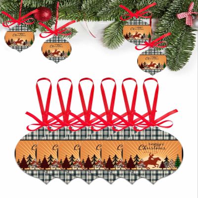 2024 Christmas Ornament 6 PCS Western Cowboy Horse Sun Acrylic Xmas Tree Tag Hanging Decorations,Christmas Trees Ornaments with Ribbon for Holiday Party Home Decor Merry Christmas Tree Sketch