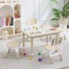 DOREROOM Kids Table & 4 Chairs, Height Adjustable (17.7"-26.1"), Natural-W view 1
