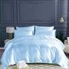 Tanya Linen Hotel Luxury Silk Satin 5 Piece Comforter Set- All Season Comforter, Flat Sheet, Fitted 18 inch Deep Pocket, Pillowcases, Light Blue Bedding Sets for Full XL Size Bed view 2