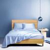 Tanya Linen Hotel Luxury Silk Satin 5 Piece Comforter Set- All Season Comforter, Flat Sheet, Fitted 18 inch Deep Pocket, Pillowcases, Light Blue Bedding Sets for Full XL Size Bed view 3