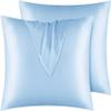 Tanya Linen Hotel Luxury Silk Satin 5 Piece Comforter Set- All Season Comforter, Flat Sheet, Fitted 18 inch Deep Pocket, Pillowcases, Light Blue Bedding Sets for Full XL Size Bed view 4