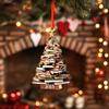 Pack 2 Book Tree Christmas Ornament (1 Wood+1 Acrylic), 2025 Bookworm Christmas Ornaments 2D Flat, Gift for Women, Book Lovers, Readers, Librarian, Book Nerd Friends Keepsake Gifts, Xmas Tree Decor view 2