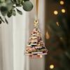 Pack 2 Book Tree Christmas Ornament (1 Wood+1 Acrylic), 2025 Bookworm Christmas Ornaments 2D Flat, Gift for Women, Book Lovers, Readers, Librarian, Book Nerd Friends Keepsake Gifts, Xmas Tree Decor view 4