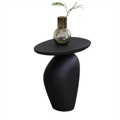 BENGAOTH-O Small End Table, Vintage Black Pebble Shaped Side Table for Living Room and Bedroom Top Accent Table for Sofa or Bedside Use,for Home Decor