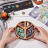 FINGERINSPIRE Peace Sign Wood Display Tray Round Wood Storage Holder Tray Stones Display Tray Saddle Brown Storage Tray for Crystals Stones Rings Earrings Jewelry Small Keys Table Home Decor view 3
