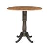 HomeStock Round Drop Leaf Bar Height Dining Table - 42" Solid Hardwood Pedestal Table, Hickory Finish view 1