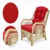 Malibu Lounge Set of 4: 2 Natural Rattan Wicker Chairs, Loveseat with Red Cushions and Coffee Table w/Glass Handmade, Natural Color view 4