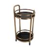Multifunction Kitchen Storage cart Luxury Round Metal Coffee Bar Cart 2-Tier Mini Rolling Utility Cart Tiered Tray Coffee Bar, Home Kitchen Serving Cart for Home, Dining Room, PartyGold+Black Utili view 1
