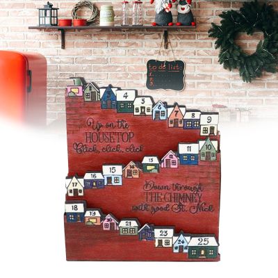 Christmas Countdown Calendar 25 Houses Sturdy Wood Bright Colors Christmas Advent Calendar Countdown Calendar for Holiday Decoration Kids Family Decoration