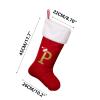 18 Inch Red Monogram Velvet Stocking Christmas Gold Stamping Letter P Stockings with White Soft Plush Cuff Cute Xmas Alphabet Decorations for Home Family Fireplace Hanging Decor view 3