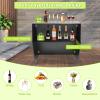 Akynjtbca Bar Table Cabinet  42" Tall Portable Event Bar, Farmhouse Coffee Bar Cabinet with Top and Middle Shelves, Foldable Bartender Station for Home&Parties (Black + Black Aluminum Cladding) view 4