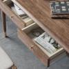 XUNTING Pc Desk Office Desk Study Furniture Desktop Laptop Table Home Writing Desk Work Study Desk with 2 Drawers and Side Bezels Study Table(1.4 Meters) view 4