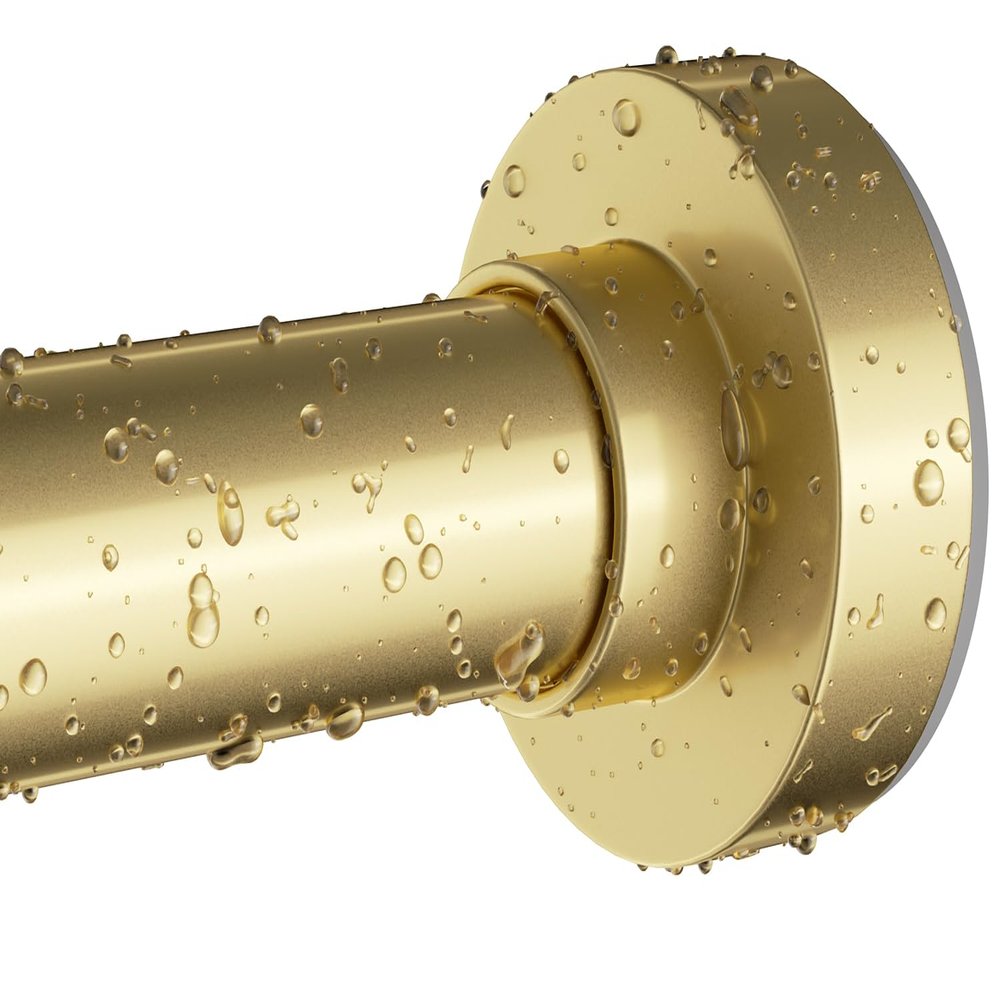 Emlaoe Gold Shower Curtain Rod 34-96 Inches(2.8-8ft) Never Rust Adjustable Shower Rod Spring Tension Non Slip No Drilling Shower Rods for Bathroom Garland Window